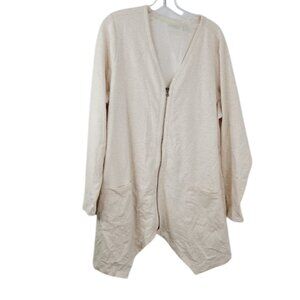 Logo Lounge Women's Beige‎ Long Sleeve Flare Full Zip Cardigan Size 1X